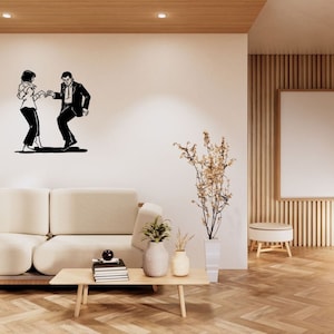 Iconic Pulp Fiction Metal Wall Art, Tarantino Movie Poster Decor, Wall Decor,Vincent Vega & Jules Winnfield,Pop Culture Sculpture,Dance Scene