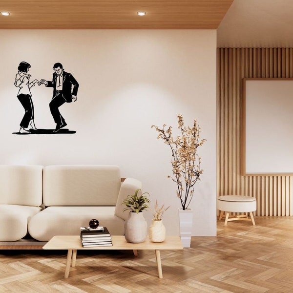 Iconic Pulp Fiction Metal Wall Art, Tarantino Movie Poster Decor, Wall Decor,Vincent Vega &Jules Winnfield,Pop Culture Sculpture,Dance Scene