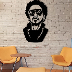 Cool Metal Wall Art for Living Room, Modern Music Inspired Wall Decor, Afro Style Home Accent, Funky Man Silhouette Metal Wall Hanging
