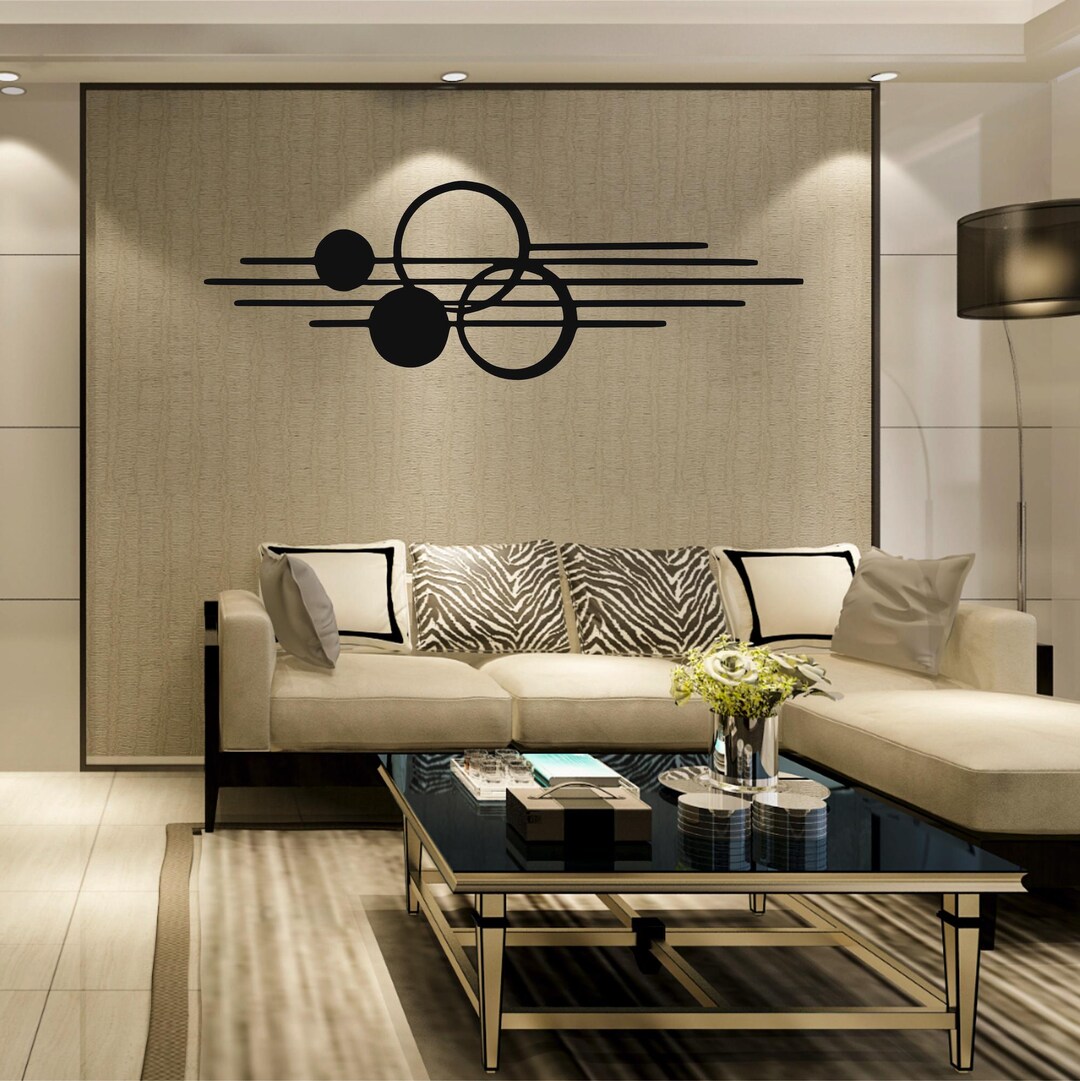 Abstract Circle Line Metal Wall Art, Modern Geometric Minimal Home ...