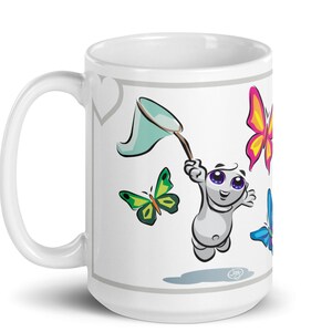 BeeBop Butterflies- biały błyszczący kubek