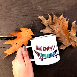 Our designs printed on enameled mugs, ceramic cups, vacuum flasks, notebooks