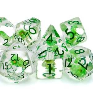 Flower Resin Dice Set | 7 Piece DnD Dice | Encased Flowers | Tabletop RPG | Unique Gamer Gift