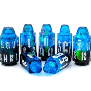 Magician Bullet Dnd Dice | Resin RPG Dice Set | Cosmic Revolver Ammo | Colorful Bullet Dice | Dungeons & Dragons | Tabletop RPG | Nerdy Gift