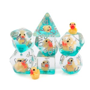 Rubber Duck DnD Dice Set | 7 Piece Resin RPG Dice | Cute Animal Polyhedral Dice | Dungeons & Dragons |Tabletop RPG  | Nerdy Gamer Gift