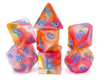 Sunset Carnival Acrylic DnD Dice Set: 7 Piece RPG Dice