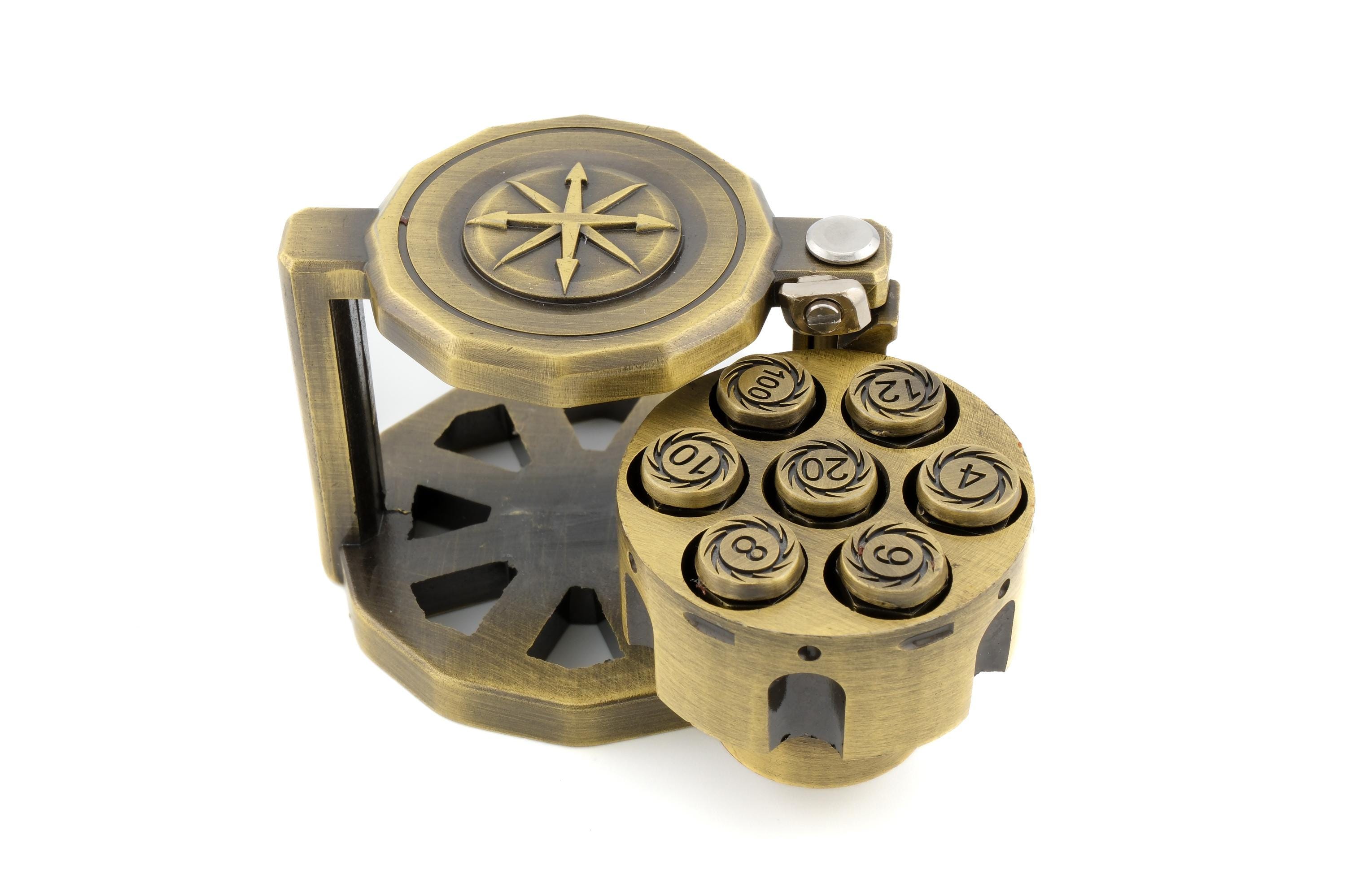 Revolver Metal Dice Set | Bullet Dice for DnD | Spinning Chamber | Mechanical Gun Dice | Dungeons & Dragons | Tabletop RPG | Fidget Gift