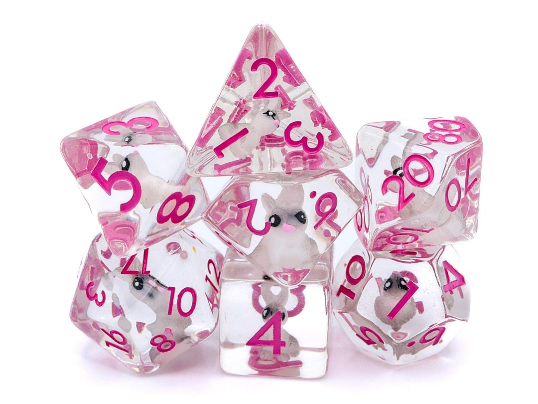 Sock Rabbit Dice Bunny Dnd Dice Set 7 Piece Resin Rabbit Dice for Dungeons & Dragons ...