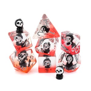 Sensenmann DnD Würfel Set | 7 Stück Rollenspielwürfel | Geisterblut Würfel | Geisterwürfel | Dungeons & Dragons | Supernatural Würfel | Tabletop RPG Geschenk