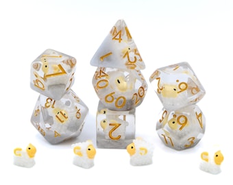 Sheep DnD Dice Set - 7-Piece Resin Dice - White Lamb - Dungeons and Dragons - RPG Dice Set - Pathfinder Dice | Nerdy Gift
