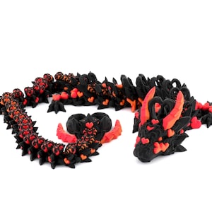 Dark Heart Dragon - Articulated 3D Print - 100+ Colors - Fidget -  Flexi Toy - Cinderwing3d - Made To Order | Nerdy Gift