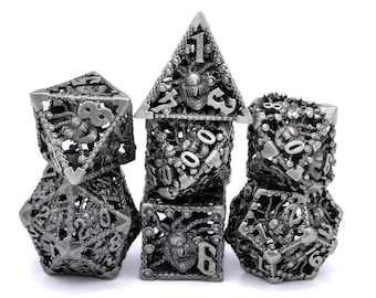 Beholder DnD Dice Set | 7 Piece Hollow Metal Spectator RPG Dice | 5 Colors | Aberration Creature | Dungeons & Dragons | TTRPG | Gamer Gift