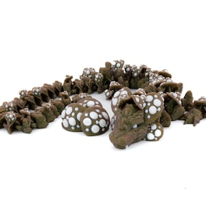 Mushroom Dragon - Articulated 3D Print - 100+ Colors - Fidget -  Flexi Toy - Cinderwing3d - Made To Order | Nerdy Gift