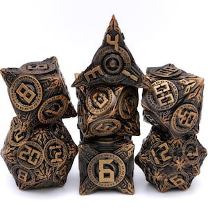 Missile Silo Metal DnD Dice Set | 7 Piece Digital Nimber RPG Dice | 3 Colors | Dungeons and Dragons | TTRPG | Gamer Gift