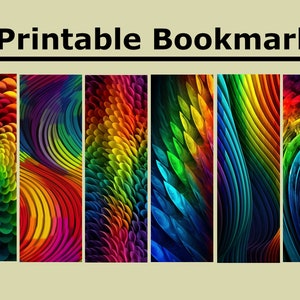 Set van 6 afdrukbare Rainbow Bookmarks - High Definition, Perfect voor cadeaulabels of ambachten - Rainbow Pattern Design voor trots, digitale download