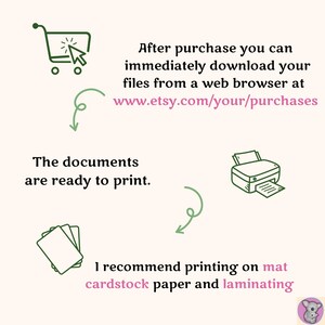 How to download and print your Father's Day card: purchase on Etsy, download immediately from etsy.com/your/purchases, then print. Recommended: mat cardstock paper and laminating.