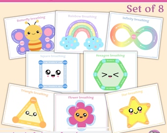 Shape Breathing Flash Cards: Anxiety Relief, Calm Corner (Digital Download)