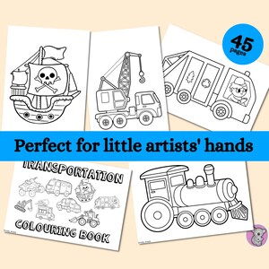 Vehicles coloring pages for kids, toddlers, preschoolers, trucks, diggers, tractors, planes Colouring Book Kindergarten Homeschool Printable