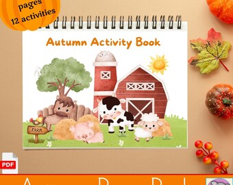 Libro de actividades de otoño: Aprendizaje preescolar, imprimibles Montessori (PDF)