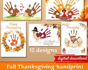 Thanksgiving handafdrukkunstbundel: herfstambachten (digitale download)