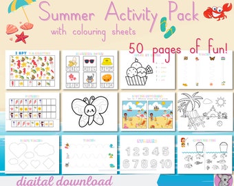 Summer Activity Book: Printable Preschool Learning Binder (PDF)