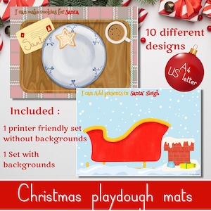 Kids' Christmas Play Dough Activity Mats, Winter Holiday Printable fun, Interactive Play Doh activity, Creative sensory Play Children PDF