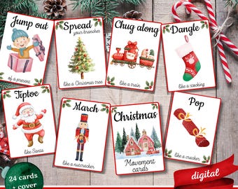 Tarjetas de movimiento navideñas: actividades para niños, actividades de acción y actividades festivas (PDF)