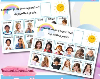 French Emotions Chart: Toddler Learning Printable (Digital Download)