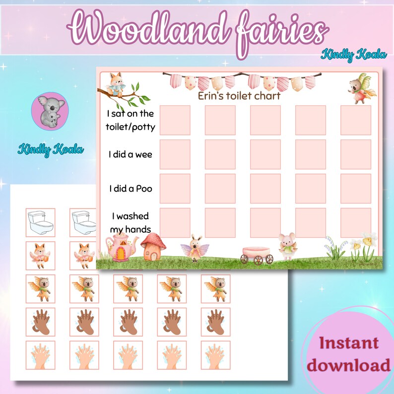 Toilet Potty Training Chart, Personalised Chart for Toddler, Woodland ...