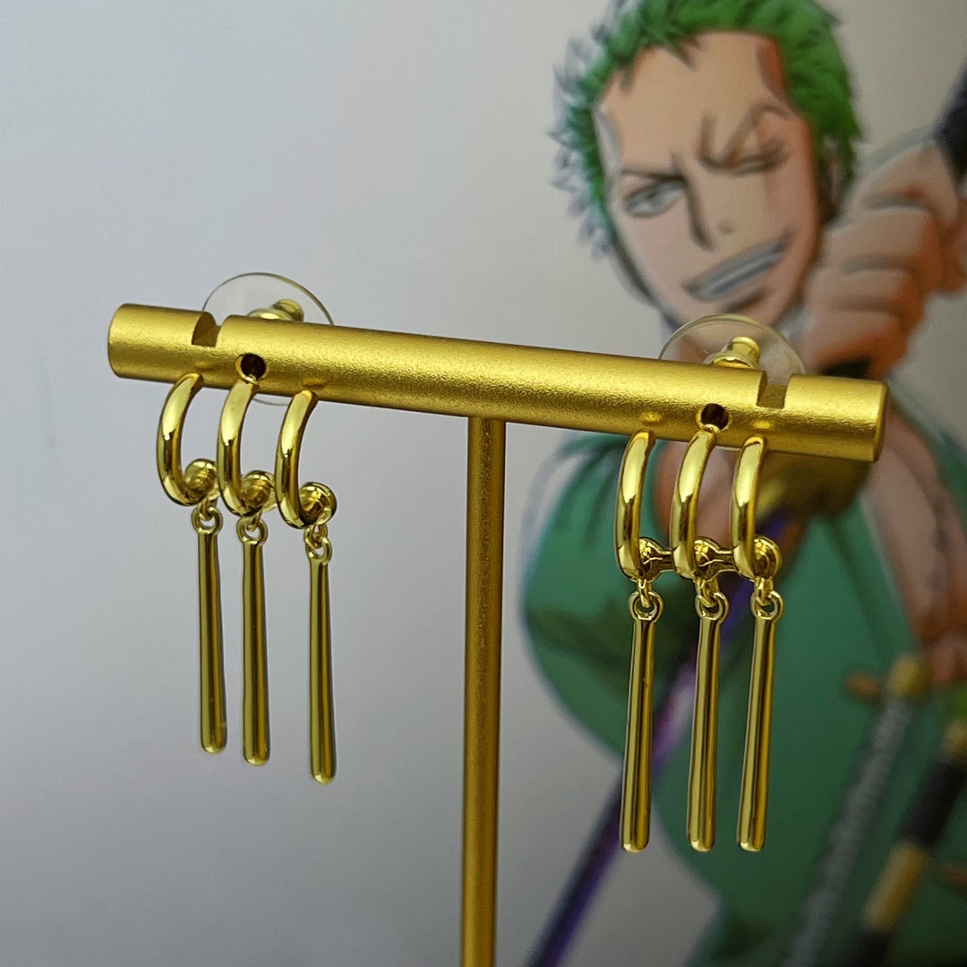 Zoro Earrings Zoro Cosplay 14K Gold Etsy