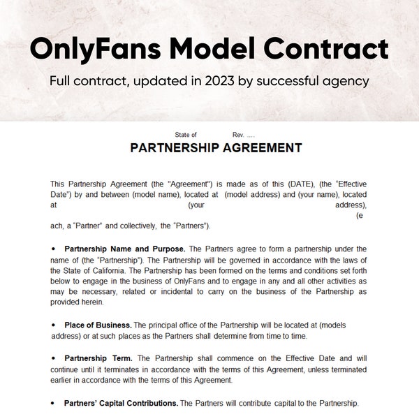 OnlyFans Model Contract | Legal Agency Contract | Professional Made