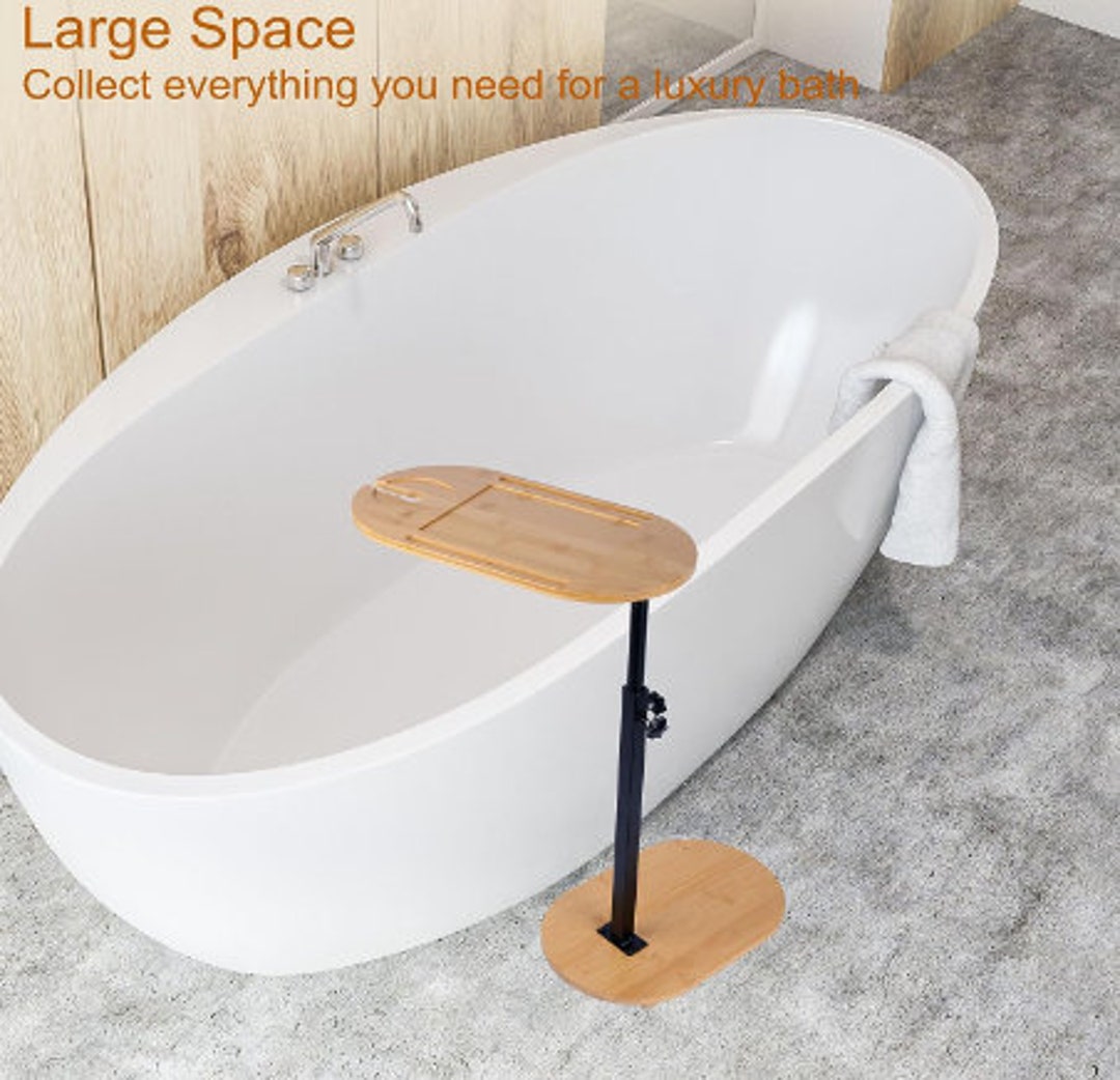 Bathtub Tray Table Freestanding Bamboo Bathtub Tray Side Etsy