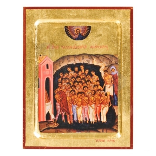 Forty Martyrs of Sebaste Handmade Icon Golden Leaves Plated