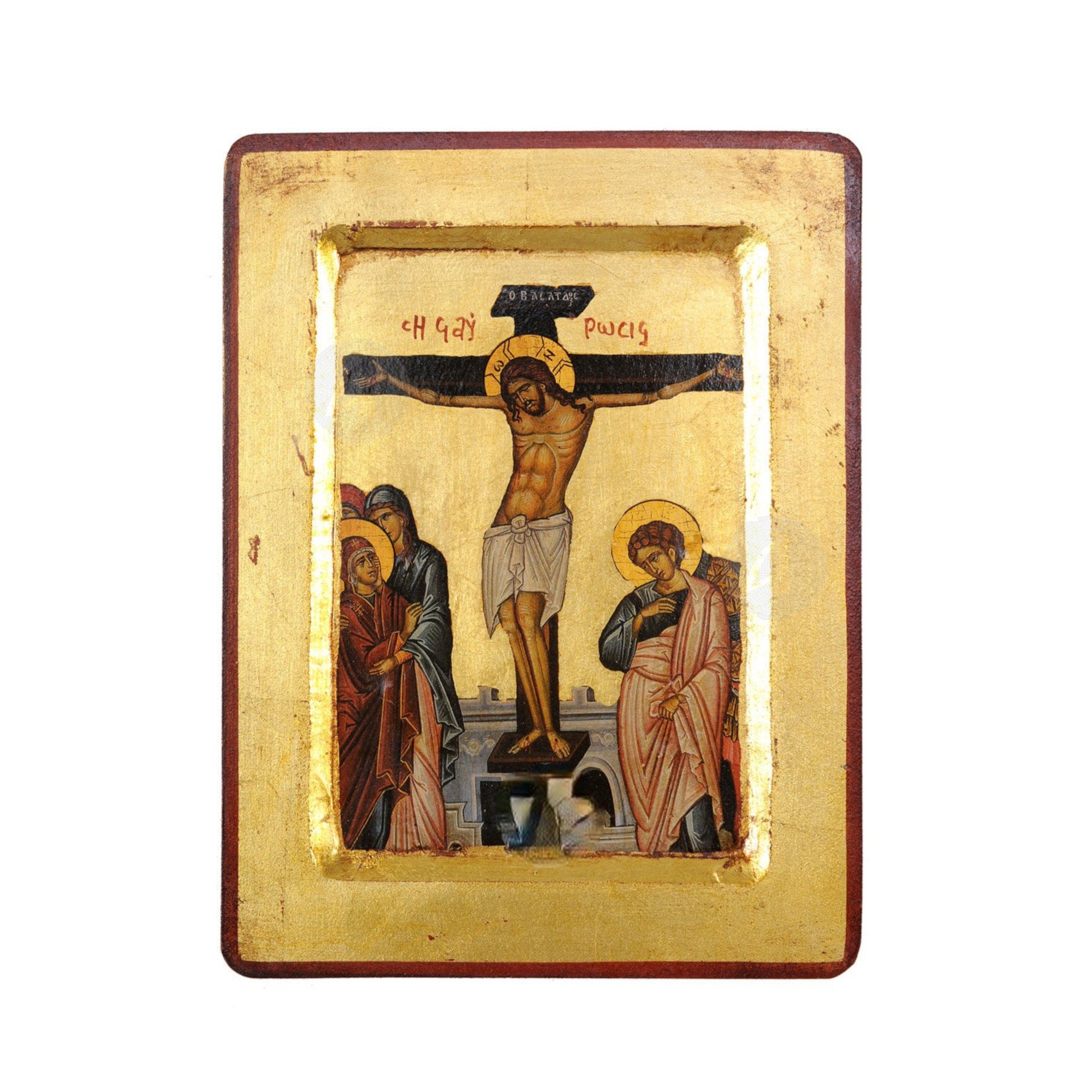 The Crucifixion of Jesus Christ Handmade Icon Golden Leaves Plated - Etsy