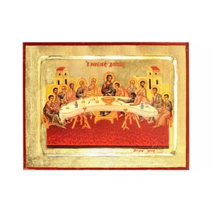 The Last Supper Handmade Icon Golden Leaves Plated