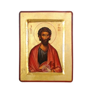 Saint James the Apostle Handmade Icon Golden Leaves Plated