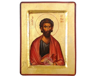 Saint James the Apostle Handmade Icon Golden Leaves Plated