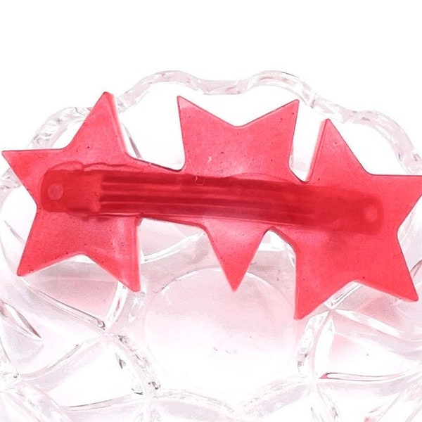 pink coral star french clips hair clip