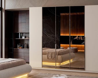 Marcel 5-Türer-Schrank, extra großer Holzschrank, moderner Schlafzimmer-Schrank-Organizer, geräumige Kleidungsaufbewahrung, minimalistischer Kleiderschrankschrank