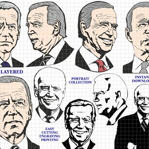 Biden president portrait SVG PNG Cricut file layered cut design for printing, engraving, sublimation, decal, sticker