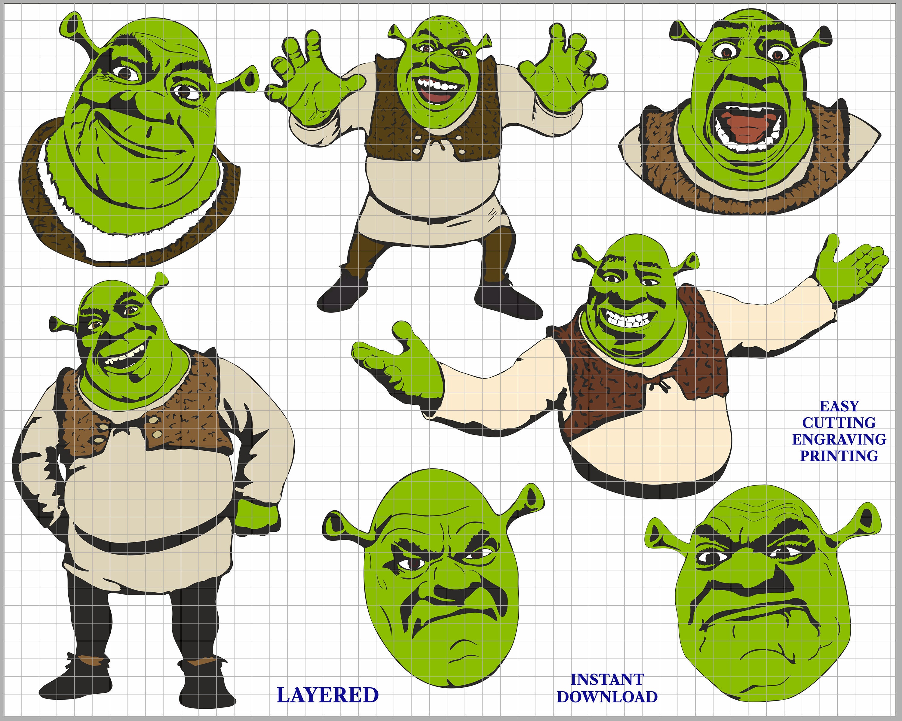 Shrek Svg for Cricut Shrek Png Shrek Clipart Puss (Instant Download) 