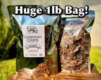 Carnivore Chips -1lb ONE POUND BAG - Dried Beef - No Preservatives - Beef & Salt - Paleo, Keto, Carnivore Friendly.