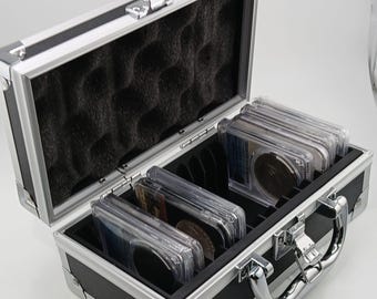 Aluminum Trim Slabbed Coin Case, Portable Storage & Display, Holds 15 Slabs
