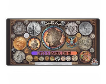 Coin Collecting Mat, Numismatic Mat, World Coins Mouse Pad, Vintage Coin Collector Gift, Currency Desk Pad, Coin Hobby Table Mat
