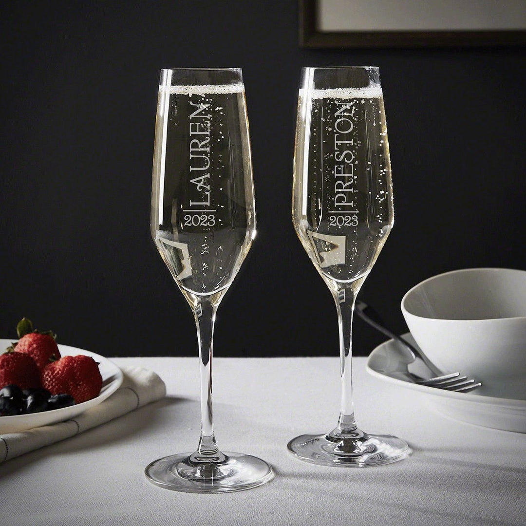 Personalized Champagne Flutes Gift Set of 2 Flutes 9x2.5 X Etsy