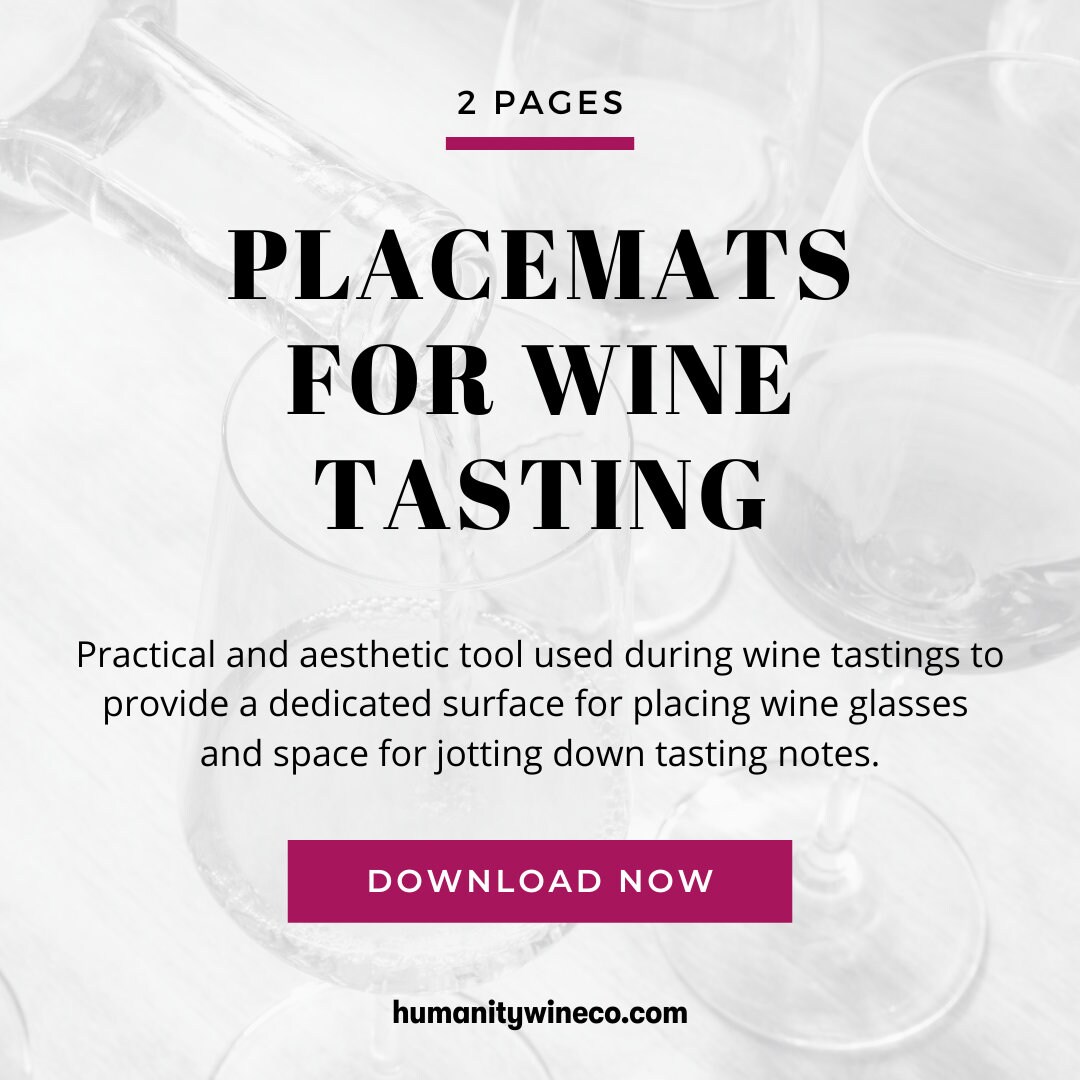 Printable Wine Tasting Placemats Instant Download Wine Etsy