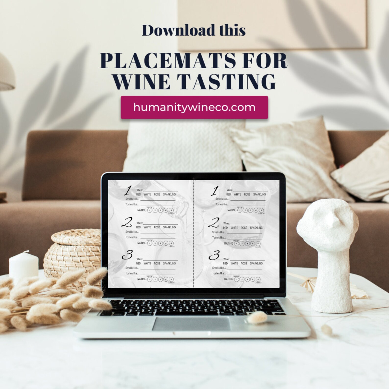 Printable Wine Tasting Placemats Instant Download Wine Etsy