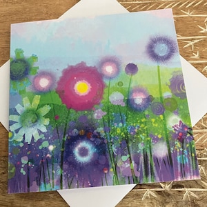 Champ de rêves - Carte de voeux - Carte d'art floral vierge pour toute occasion.