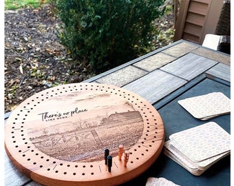 Custom Cribbage Board - Personalized with laser engraved text and images