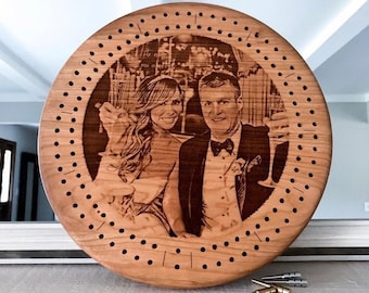 Custom Cribbage Board - Personalized with laser engraved text and images